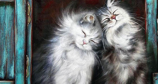«Влюбленные котики» — мастер-класс по масляной живописи