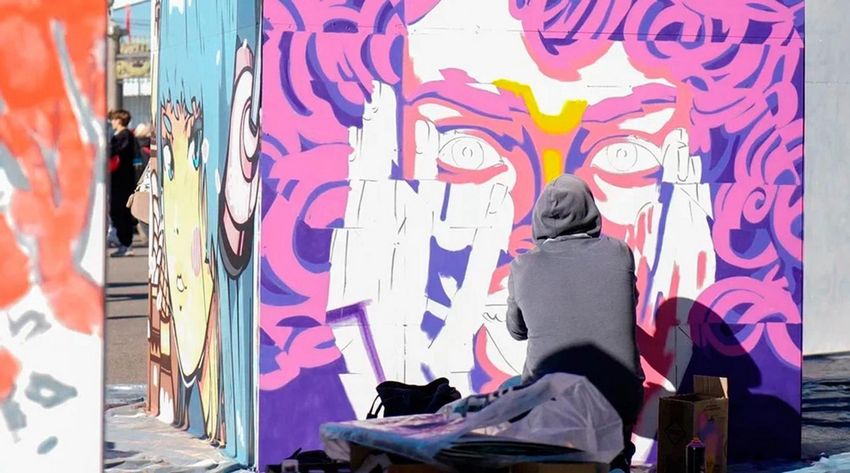 Финальный этап конкурса граффити-художников на Тверском бульваре