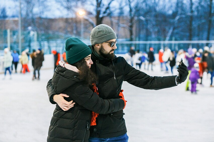 Зимние тренировки по катанию на конька в парке «Останкино»